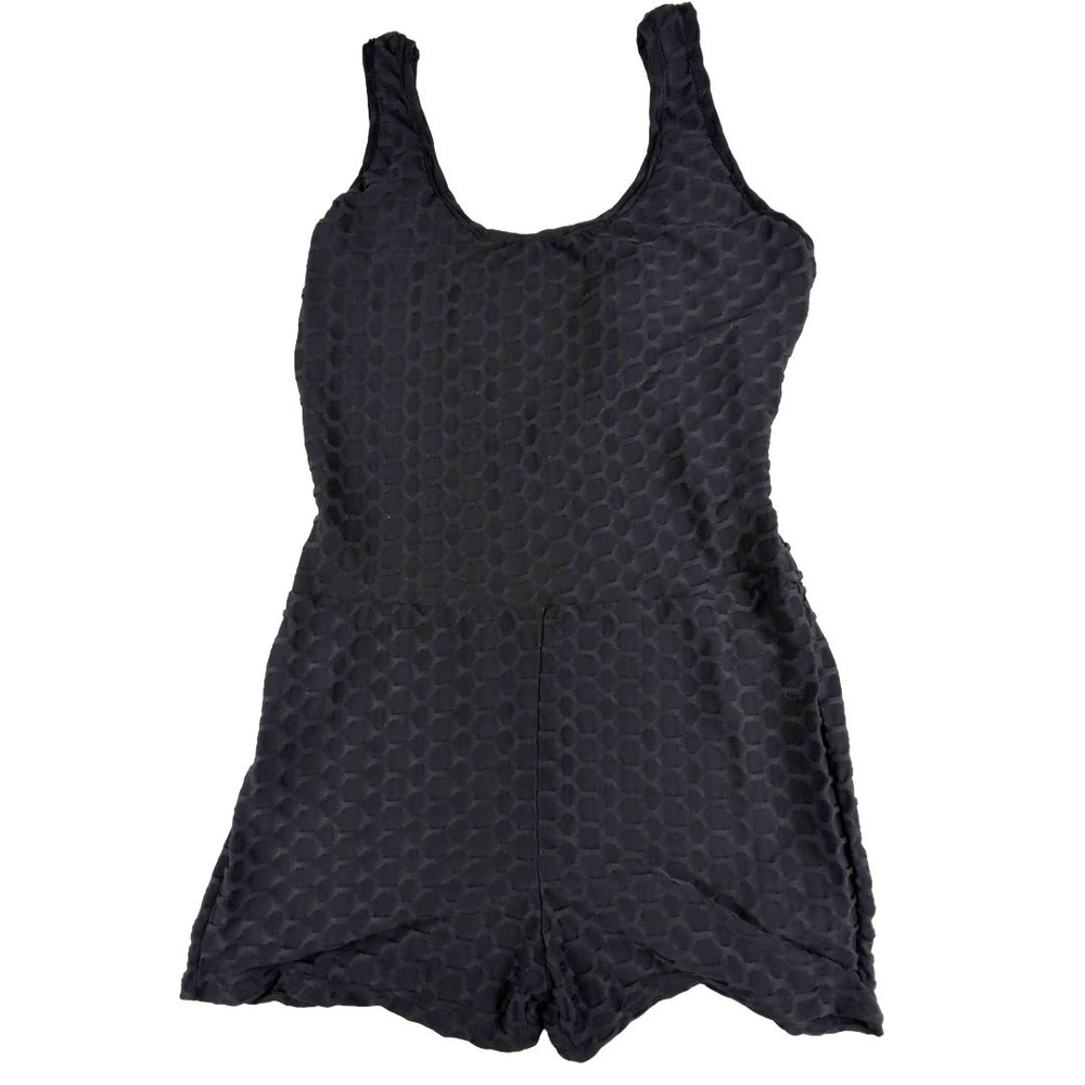 Mundefeis Black Honeycomb Bodycon Romper Booty Accentuating XL Club Goth Rave